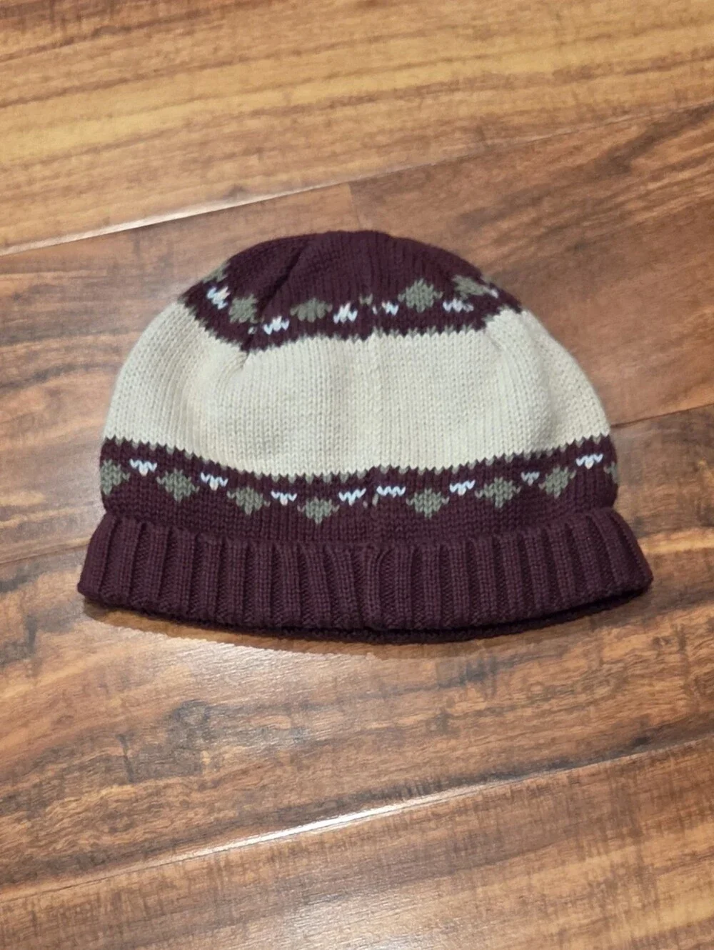 Janie and Jack EUC 18-24 Months Burgundy Train Fair Isle Hat and Scarf